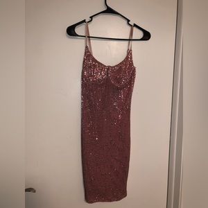 Glittery pink sequin dress with underwire cups - Size Small
